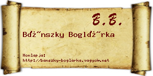 Bánszky Boglárka névjegykártya